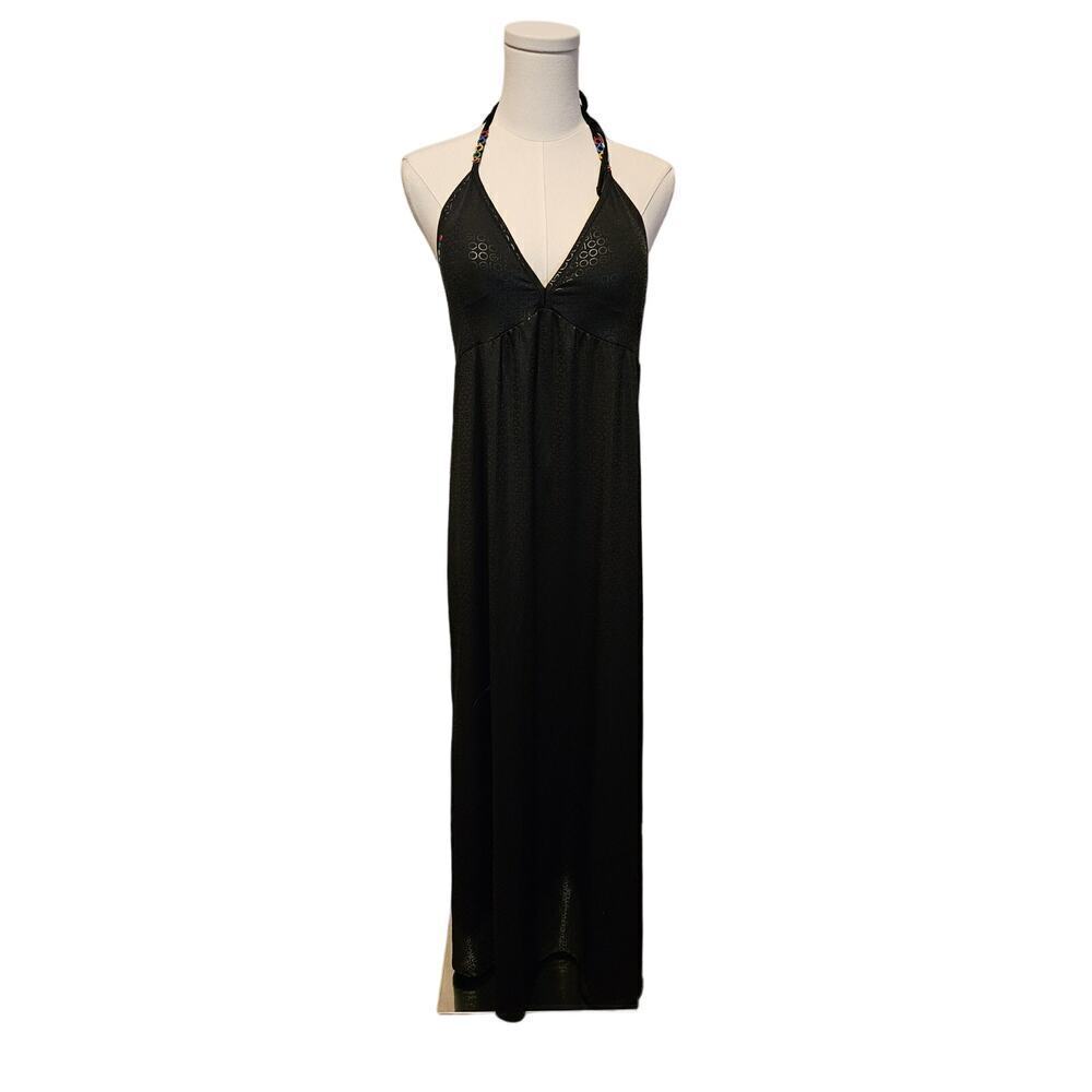Coogi vintage‎ maxi dress halter neck logos black size Large